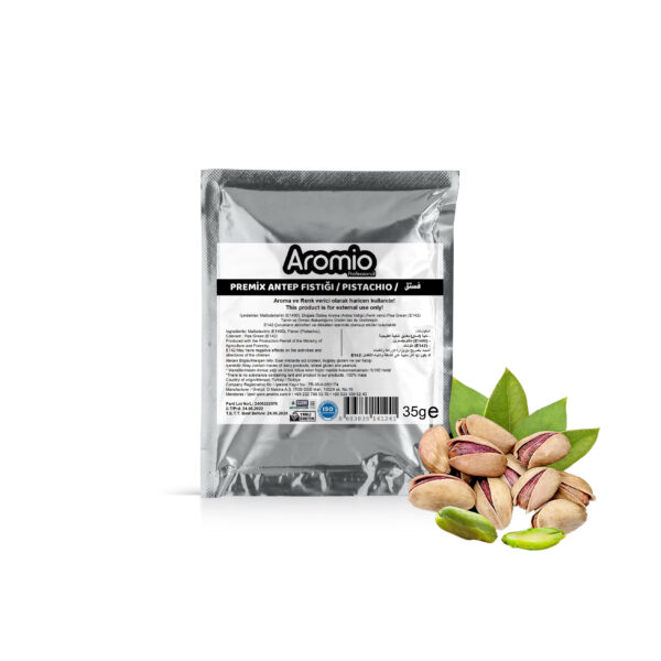 تحوي عبوة منكه الفستق (عنتاب) على 35 جرام و تستخدم مع مساحيق الآيس كريم تعطي الآيس كريم اللون و الطعم و الرائحة سعر العبوة الواحدة 1.9 دولار