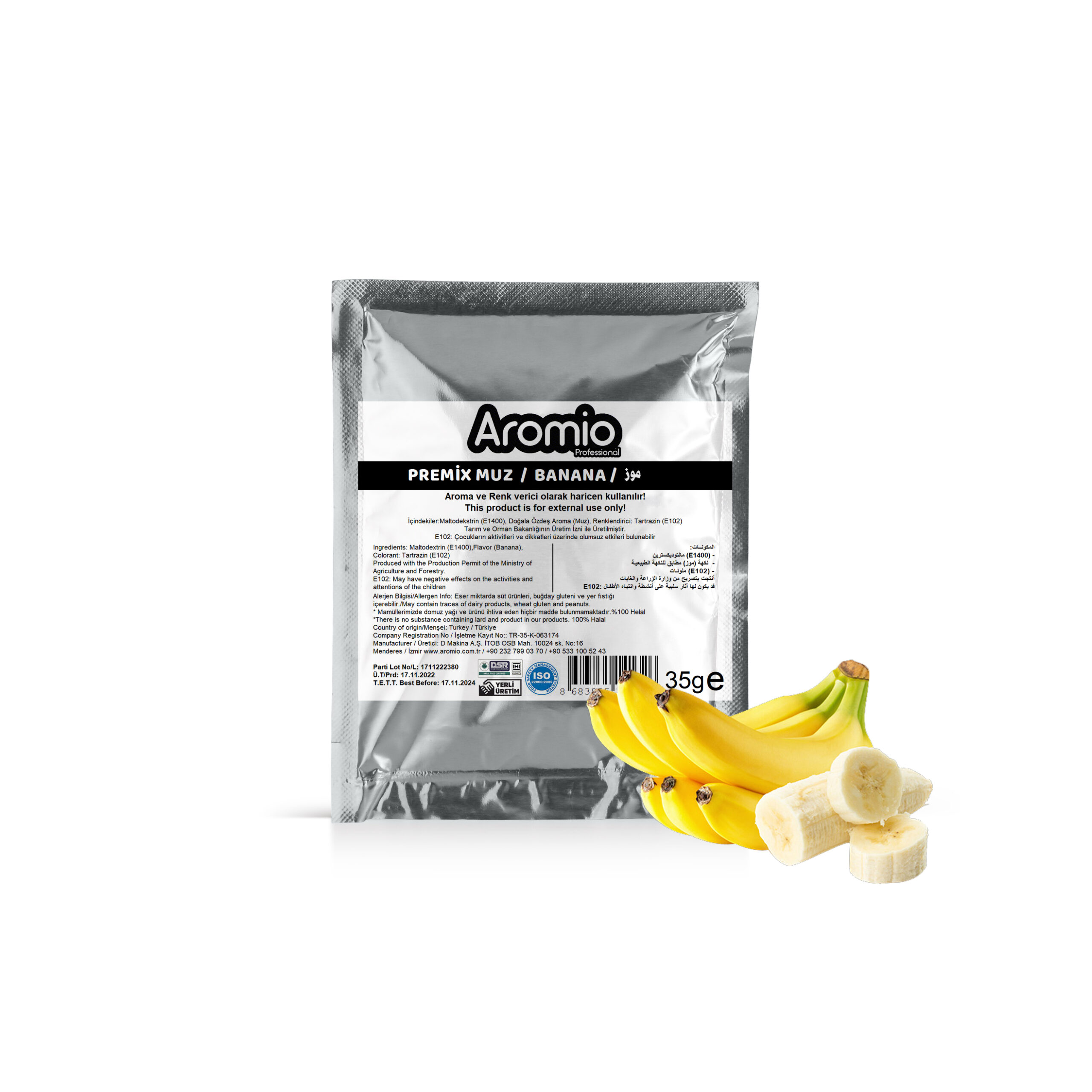 تحوي عبوة منكه الموز على 35 جرام و تستخدم مع مساحيق الآيس كريم تعطي الآيس كريم اللون و الطعم و الرائحة سعر العبوة الواحدة 1.9 دولار