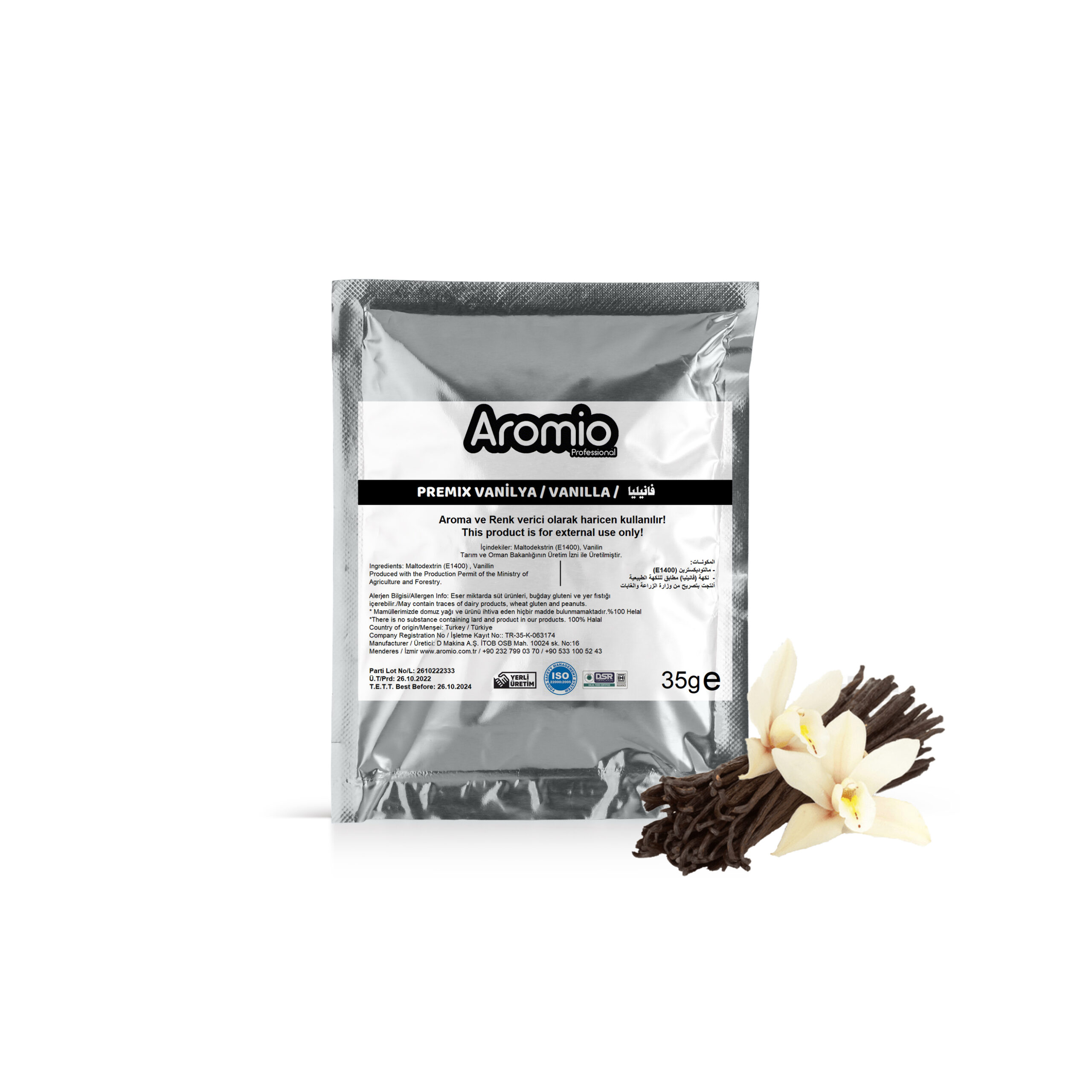 تحوي عبوة منكه الفانيلا على 35 جرام و تستخدم مع مساحيق الآيس كريم تعطي الآيس كريم اللون و الطعم و الرائحة سعر العبوة الواحدة 1.9 دولار