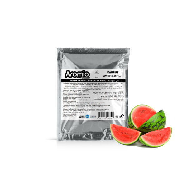 سيكون مسحوق السلاش بنكهة البطيخ لا غنى عنه بالنسبة لك في الصيف. سوف يجلب لك عملائك مرارًا وتكرارًا بسبب طعمهم الذي لا يقاوم. الميزة الأكثر أهمية لمساحيق Aromio السلاش والتي هي نعومة الثلج و لذي يعطي احساس رائع عند شربه في ايام الصيف الحارة و مسحوق السلاش بنكهة البطيخ متوافقة مع كل آلة ال Slush.