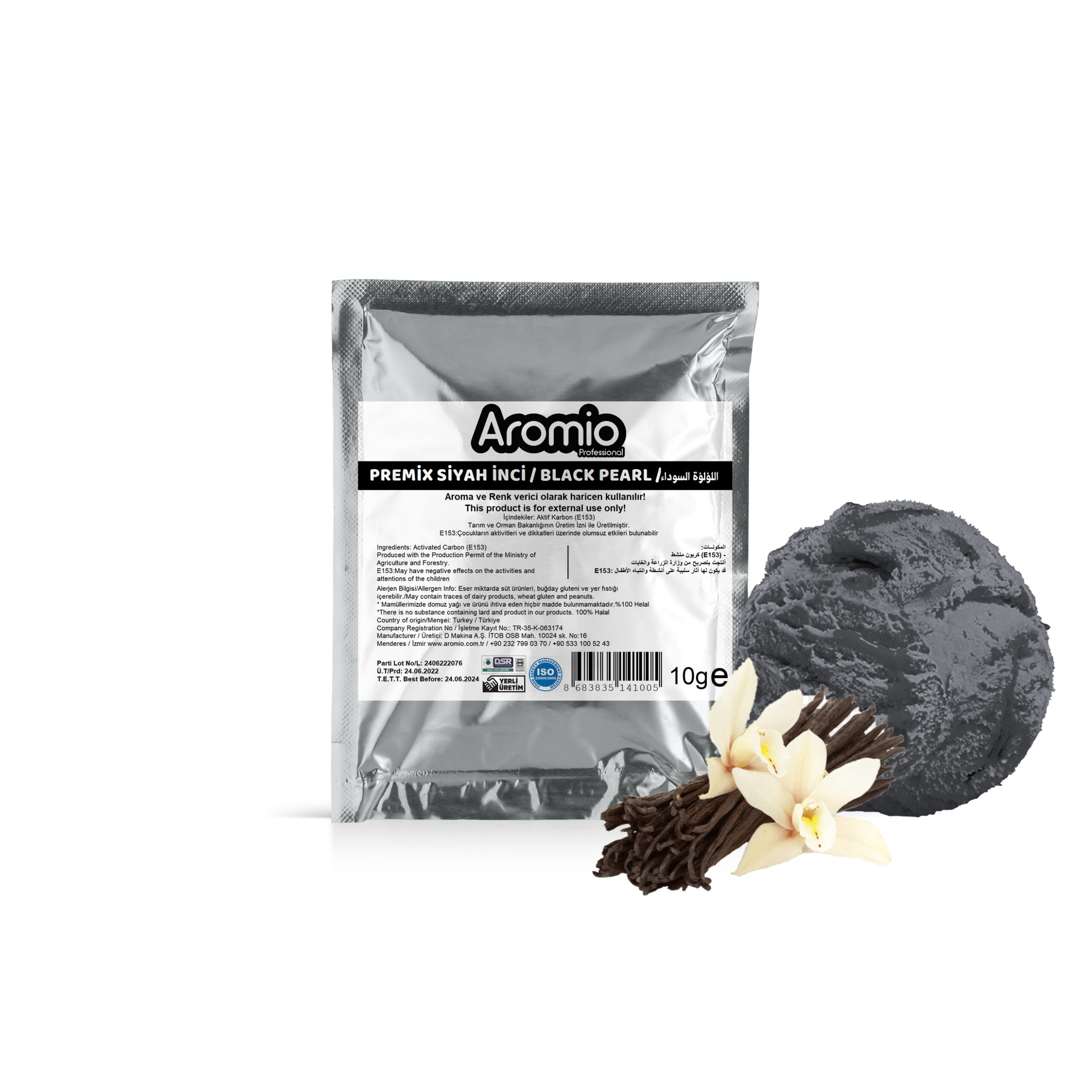 تحوي عبوة منكه الفانيلا السوداء على 35 جرام و تستخدم مع مساحيق الآيس كريم تعطي الآيس كريم اللون و الطعم و الرائحة سعر العبوة الواحدة 1.9 دولار