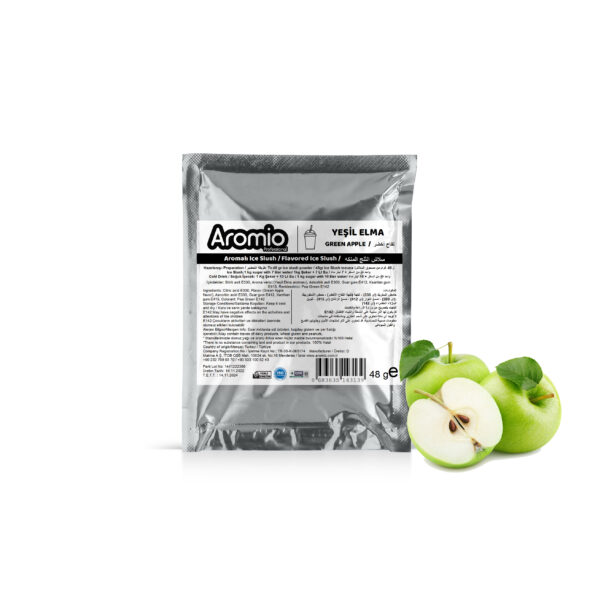 مسحوق السلاش بنكهة التفاح جميع منتجاتنا حاصلة على شهادة ISO 22000 وشهادة الحلال. يتم إنتاج جميع منتجاتنا التي تحمل علامة Aromio من أجلك وفقًا للمعايير الصحي